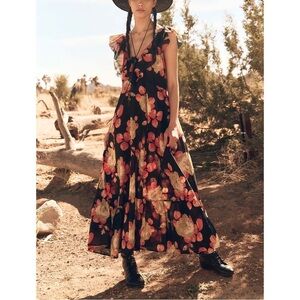 NWOT THE GREAT. Maxi Floral The Geranium Ruffle Dress